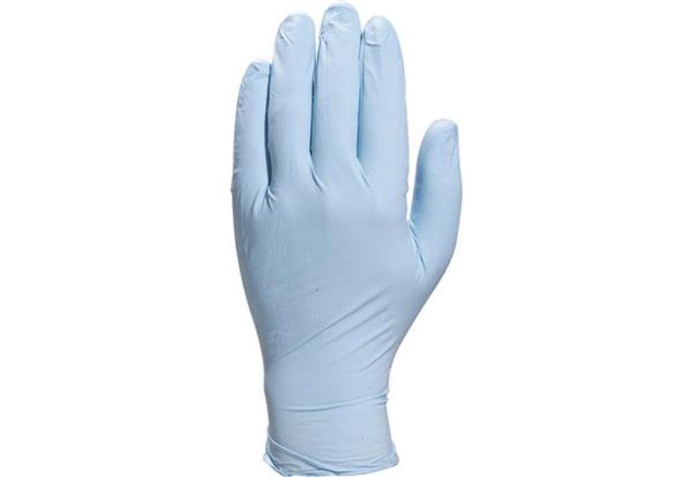Immagine di Guanti in nitrile - non talcati - taglia media - ambidestri - azzurro chiaro - Deltaplus - scatola d