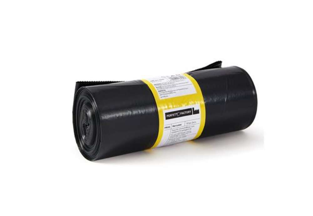 Immagine di Sacchi per rifiuti Hercules - 90x120 cm - 150 L - 50 micron - nero - PerfettoFactory - rotolo da 10