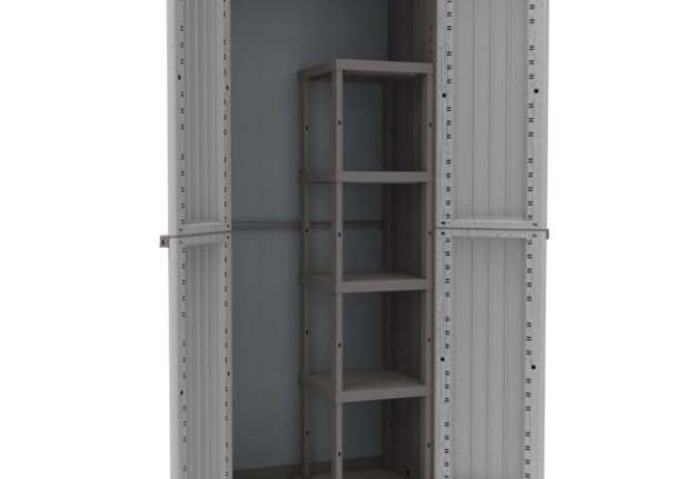 Immagine di Armadio JWood 368 - 2 ante - 68 x 37,5 x 170 cm- PPL - effetto legno - grigio tortora - Terry