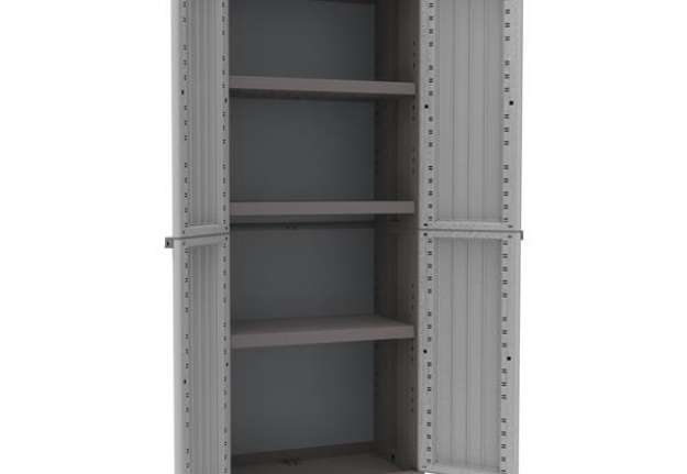 Immagine di Armadio JWood 268 - 2 ante - 68 x 37,5 x 170 cm - PPL - effetto legno - grigio tortora - Terry