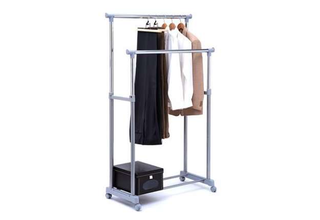 Immagine di Stender appendiabiti AC9002 - doppio - 90 cm - grigio/cromo - Serena Group