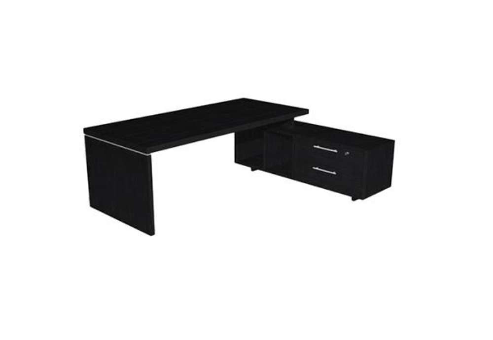 Immagine di Scrivania Manager Prestige - con mobile servizio reversibile - 180 x 90 x 74 cm - nero venato