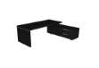 Immagine di Scrivania Manager Prestige - con mobile servizio reversibile - 210 x 90 x 74 cm - nero venato