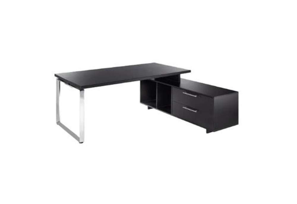 Immagine di Scrivania Manager Prestige Metal - con mobile servizio reversibile - 180 x 90 x 74 cm - nero venato