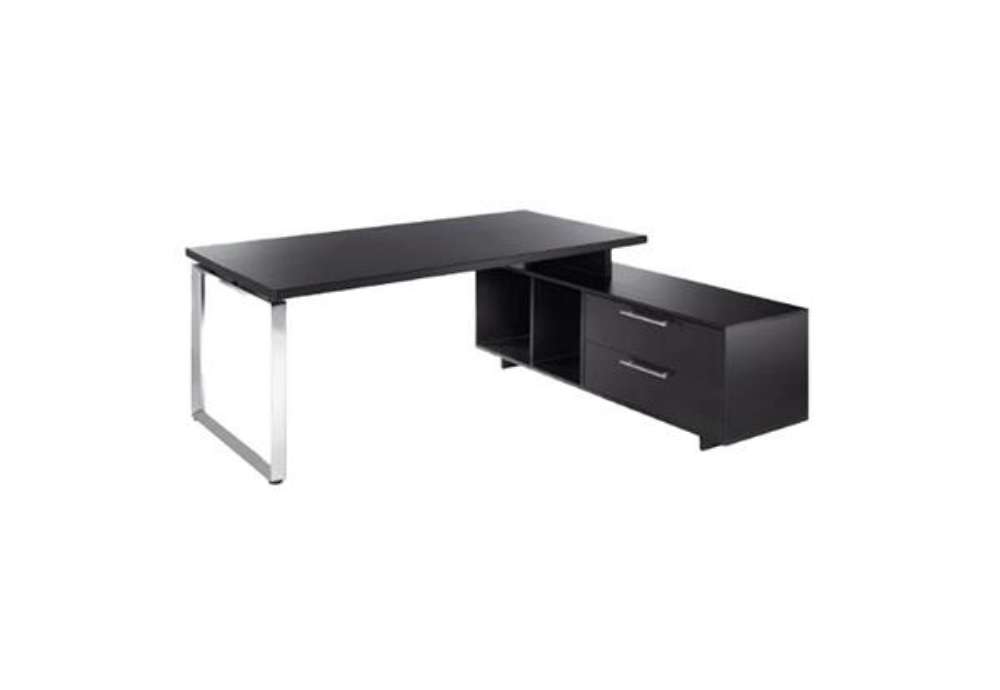 Immagine di Scrivania Manager Prestige Metal - con mobile servizio reversibile - 210 x 90 x 74 cm - nero venato
