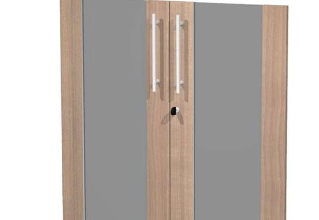 Immagine di Coppia ante Prestige - per mobile basso - 80 x 77 cm - spessore 18 mm - vetro/melaminico - ciliegio