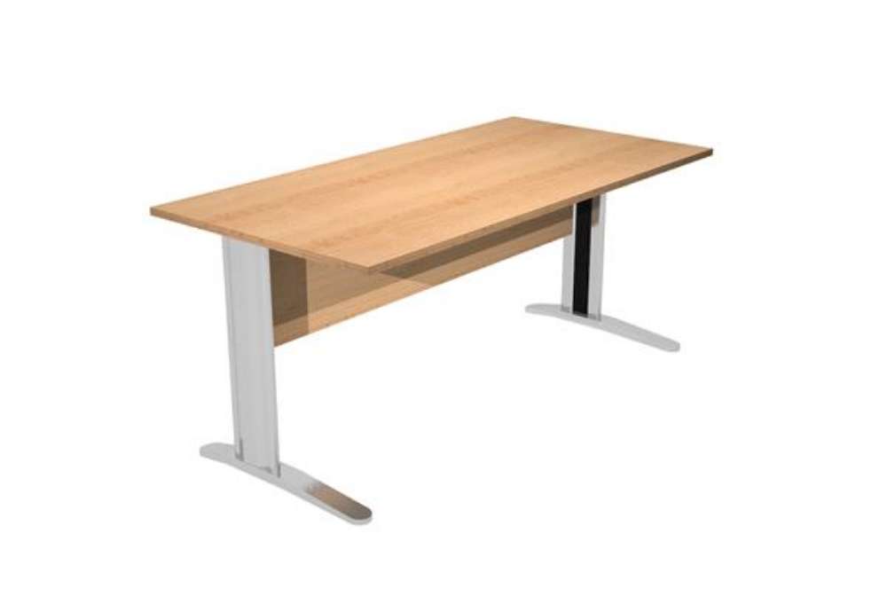 Immagine di Scrivania lineare Easy - 160 x 80 x 72 cm - Faggio/grigio cromato