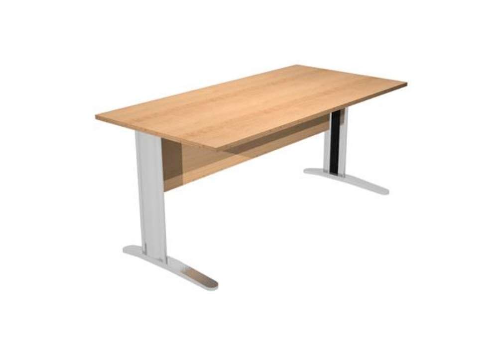 Immagine di Scrivania lineare Easy - 140 x 80 x 72 cm - Faggio/grigio cromato