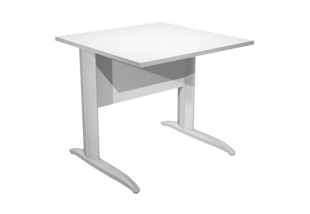 Immagine di Scrivania lineare Easy - 80 x 80 x 72 cm - Bianco/grigio cromato