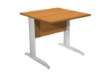 Immagine di Scrivania Easy fianchi verniciati effetto cromato - lineare - 80 x 80 x 72 cm - noce chiaro