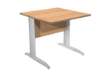 Immagine di Scrivania Easy fianchi verniciati effetto cromato - lineare - 80 x 80 x 72 cm - faggio