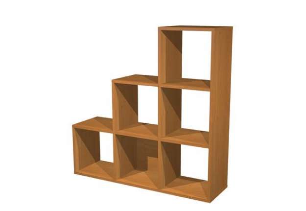 Immagine di Libreria casellario Rainbow - 6 caselle a scalare - 104,1x29,2x103,9 cm - noce chiaro