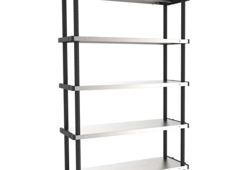 Immagine di Scaffale - 5 ripiani - 119 x 45 x 185 cm - PPL /metallo - grigio/nero - Terry