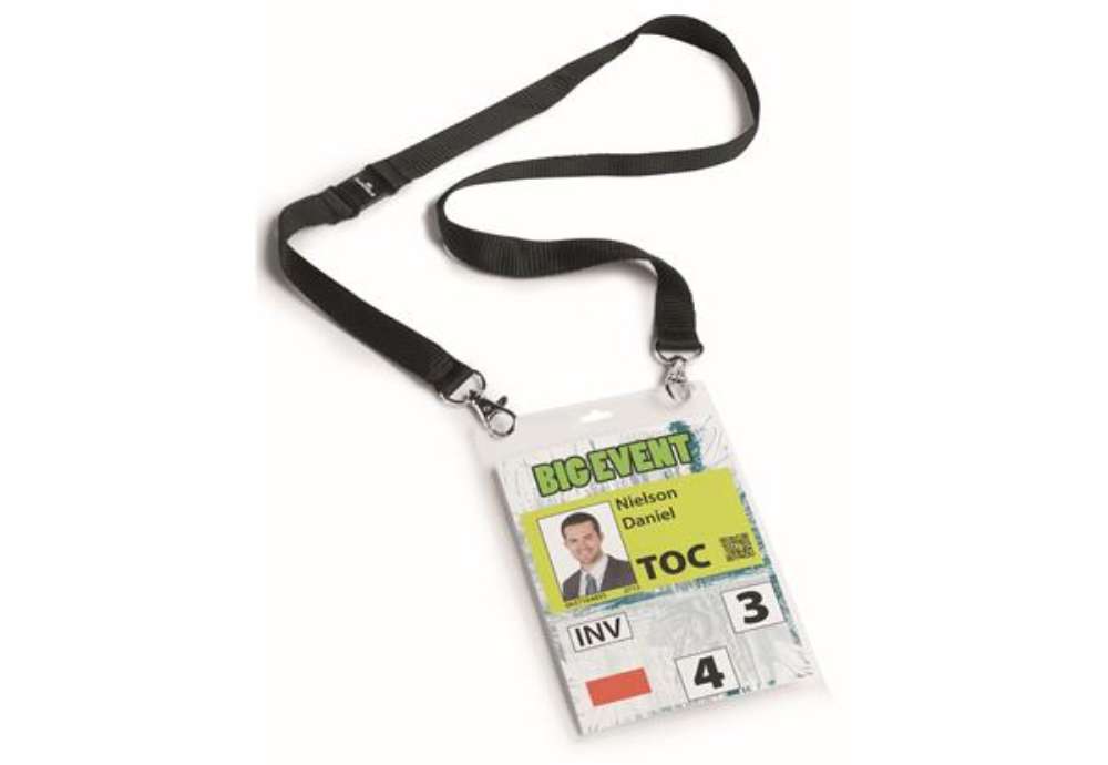 Immagine di Portanome A6 per eventi - cordoncino nero - Durable - conf. 10 pezzi