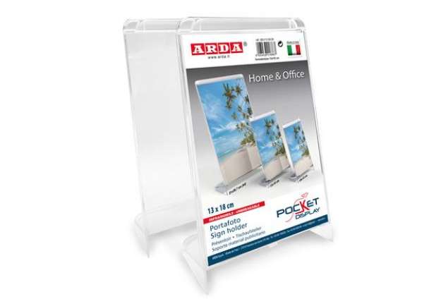 Immagine di Portadepliant/Portafoto - 10 x 15 cm - plastica cristallo - Arda