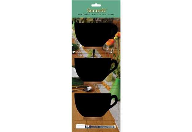 Immagine di Mini lavagna segnaposto Silhouette - 13,5 x 9,3 cm - forma tazza - Securit - conf. 3 pezzi