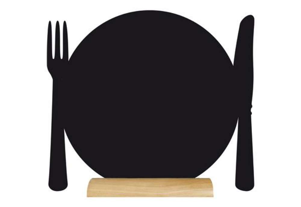 Immagine di Mini lavagna segnaposto Silhouette - 13,5 x 9,3 cm - forma piatto - nero - Securit - set 3 pezzi