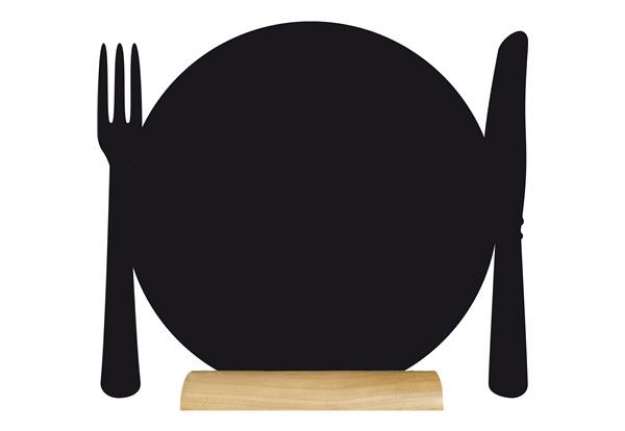 Immagine di Mini lavagna segnaposto Silhouette - 13,5 x 9,3 cm - forma piatto - nero - Securit - set 3 pezzi