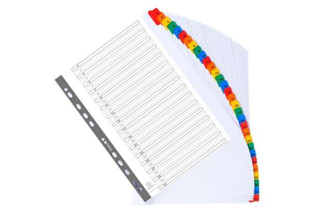 Immagine di Separatore numerico 1/31 - cartoncino bianco 160 gr - tasti colorati - A4 maxi - Exacompta