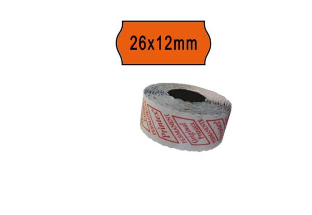 Immagine di Rotolo da 1000 etichette a onda per Printex Smart 8/2612 - 26x12 mm - adesivo permanente - arancio -