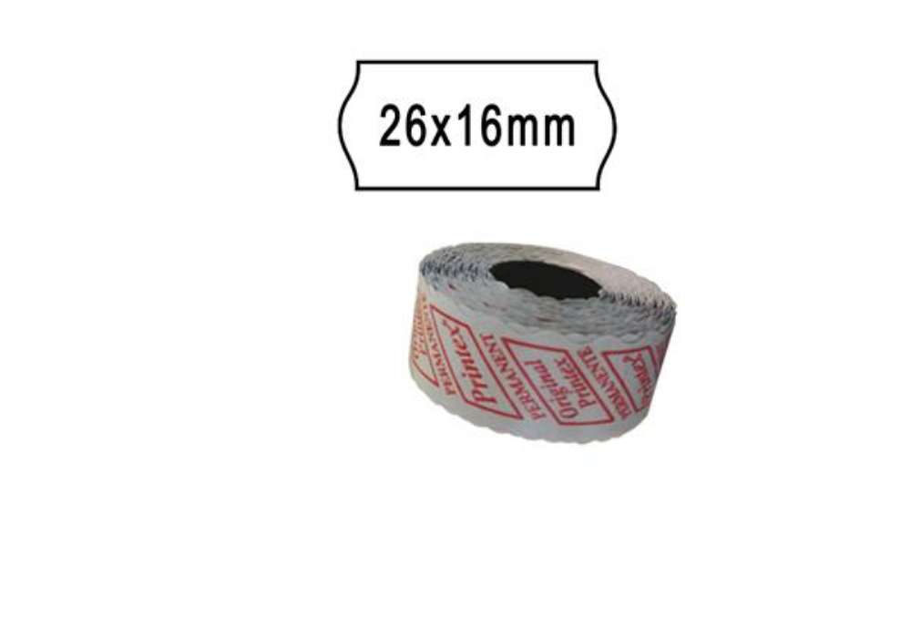 Immagine di Rotolo da 1000 etichette a onda per Printex Smart 16/2616 e Z Maxi 6/2616 - 26x16 mm - adesivo perma