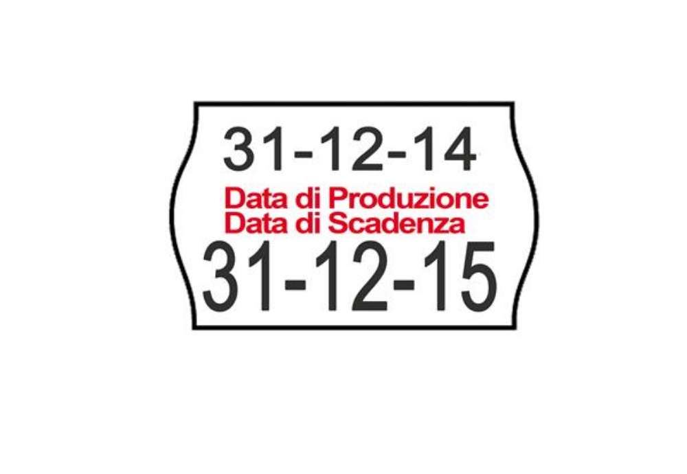 Immagine di Rotolo da 1000 etichette a onda per Printex Smart 16/2616 - DATA PRODUZIONE / DATA SCADENZA - 26x16