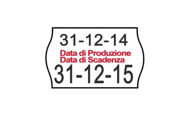 Immagine di Rotolo da 1000 etichette a onda per Printex Smart 16/2616 - DATA PRODUZIONE / DATA SCADENZA - 26x16