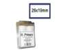 Immagine di Rotolo da 600 etichette per Printex Z 17 - 26x19 mm - adesivo removibile - bianco - cornice blu - Pr