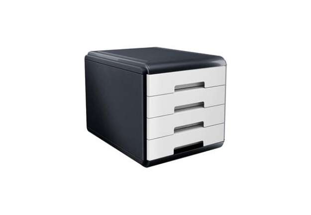 Immagine di Cassettiera Mydesk - 29,5 x 38,5 x 28,2 cm - 4 cassetti da 4,5 cm - grigio/bianco - Arda