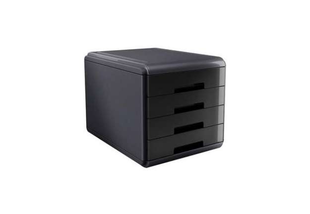 Immagine di Cassettiera Mydesk - 29,5 x 38,5 x 28,2 cm - 4 cassetti da 4,5 cm - grigio/nero - Arda