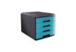 Immagine di Cassettiera Mydesk - 29,5 x 38,5 x 28,2 cm - 4 cassetti da 4,5 cm - grigio/turchese - Arda