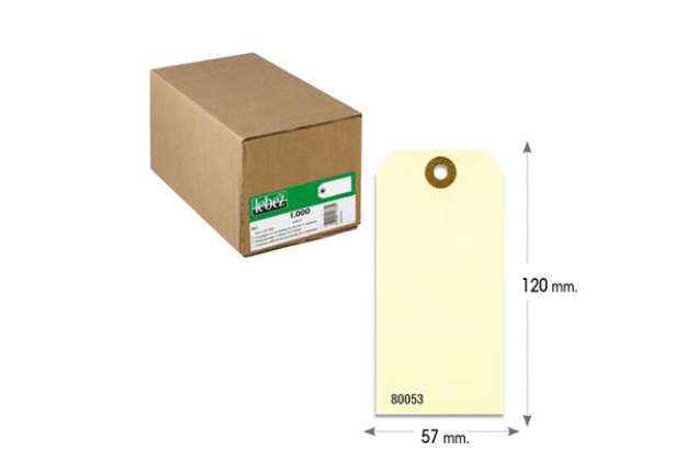 Immagine di Etichette per spedizioni - in cartoncino - con foro - 120 x 60 mm - avana - Lebez - conf. 1000 pezzi