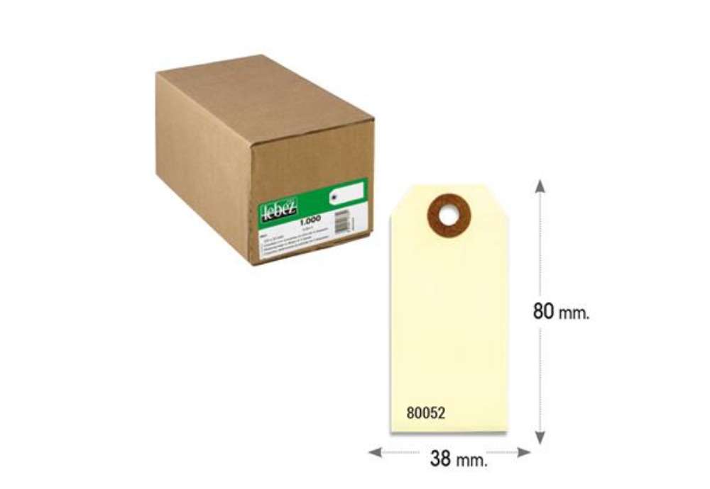 Immagine di Etichette per spedizioni - in cartoncino - con foro - 80 x 38 mm - avana - Lebez - conf. 1000 pezzi