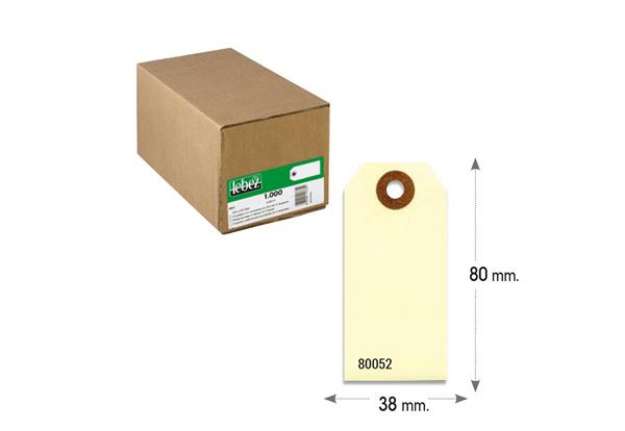 Immagine di Etichette per spedizioni - in cartoncino - con foro - 80 x 38 mm - avana - Lebez - conf. 1000 pezzi