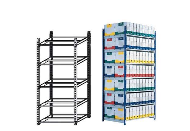 Immagine di Scaffale RANG'ECO - modulo base - 5 ripiani - 100 x 70 x 200 cm - grigio - Paperflow