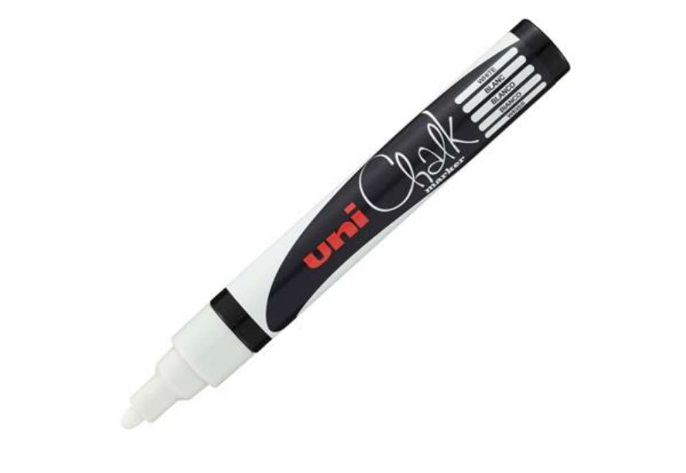 Immagine di Marcatore a gesso liquido Uni Chalk Marker - punta tonda da 1,80 - 2,50 mm - bianco - Uni Mitsubishi