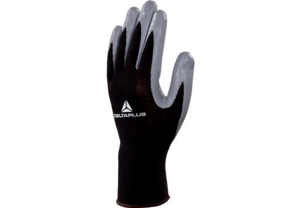 Immagine di Guanti di precisione VE712GR - poliestere - palmo in nitrile - taglia 09 - nero/grigio - Deltaplus