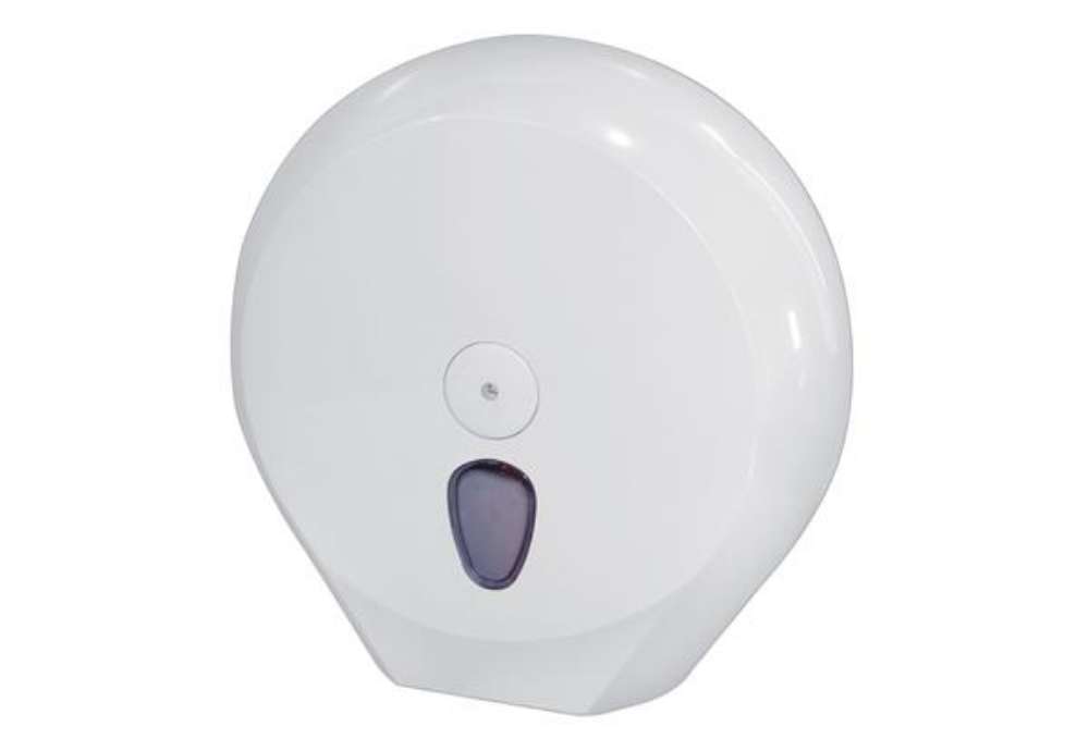 Immagine di Dispenser carta igienica rotolo Maxi Jumbo - 33,5 x 12,8 x 33,5 cm - rotolo diametro 29 cm - bianco