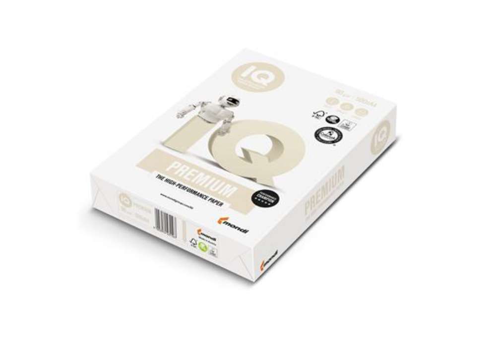 Immagine di Carta IQ Premium - A4 - 90 gr - bianco - Mondi - conf. 500 fogli