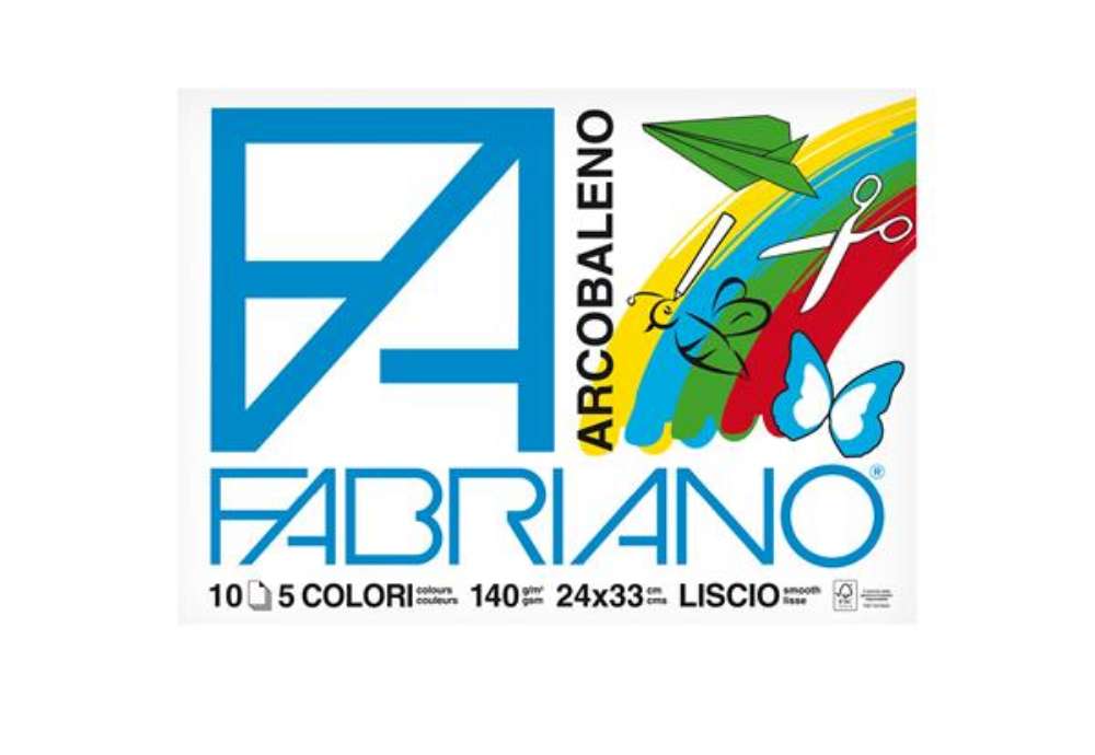 Immagine di Album Arcobaleno - 24 x 33 cm - 10 fogli - 140 gr - 5 colori - Fabriano