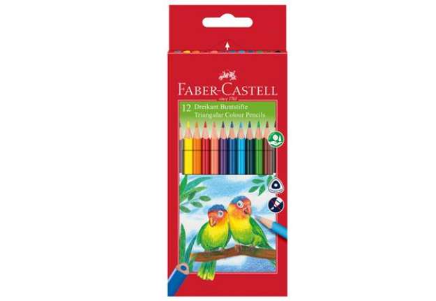 Immagine di Matite colorate Eco triangolari - diametro mina 3 mm - Faber-Castell - astuccio 12 pezzi  con temper