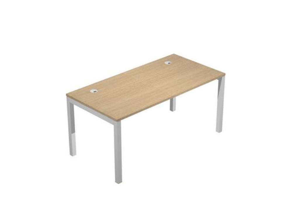 Immagine di Scrivania singola Agorà - 160 x 80 x 74,6 cm - Rovere/grigio alluminio