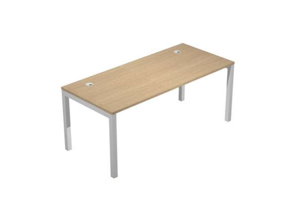 Immagine di Scrivania singola Agorà - 180 x 80 x 74,6 cm - Rovere/grigio alluminio