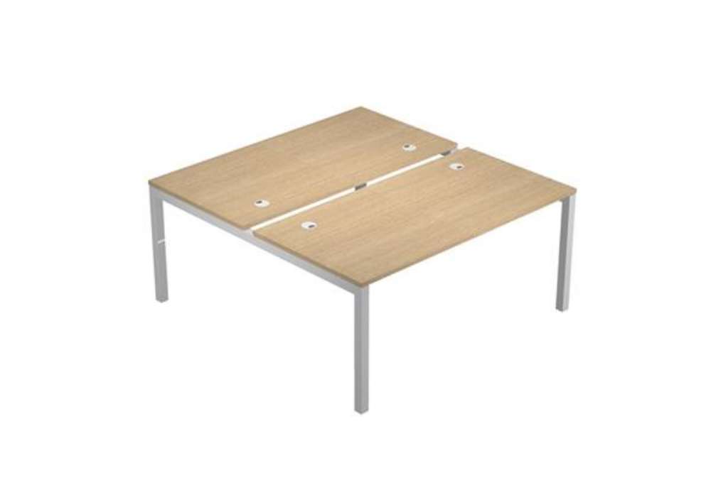 Immagine di Scrivania a 2 postazioni contrapposte Agorà - 140 x 168 x 72,5 cm - rovere