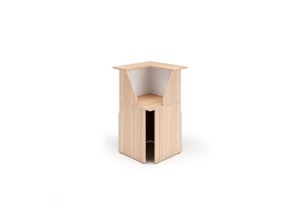 Immagine di Modulo Prestige reception - 90 gradi - 76,1 x 76,1 x 117 cm - ciliegio arabis/bianco