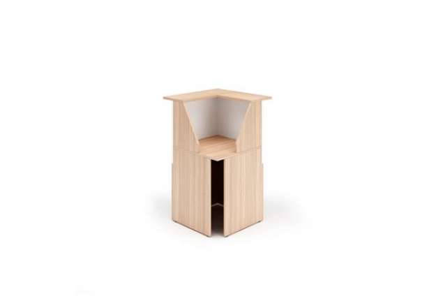 Immagine di Modulo Prestige reception - 90 gradi - 76,1 x 76,1 x 117 cm - ciliegio arabis/bianco