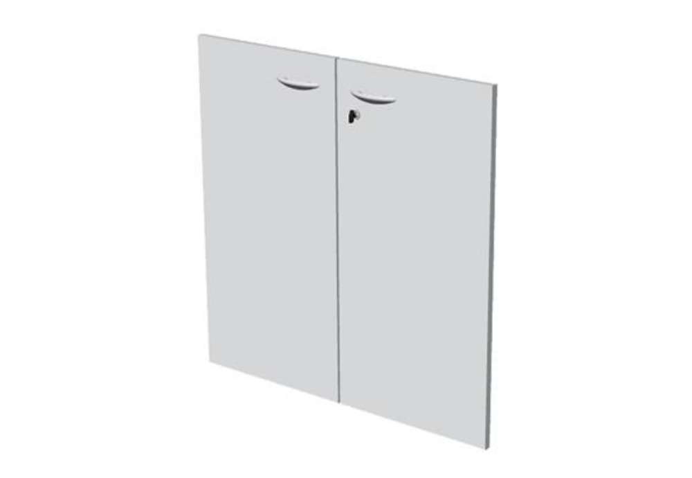 Immagine di Coppia ante per libreria modulare - bassa - 76 cm - melaminico - con serratura - bianco