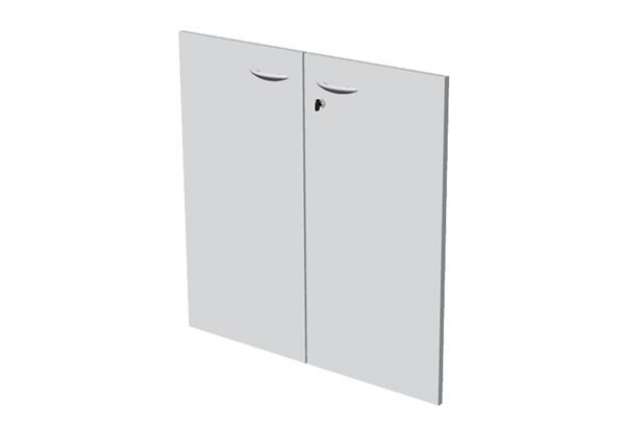 Immagine di Coppia ante per libreria modulare - bassa - 76 cm - melaminico - con serratura - bianco