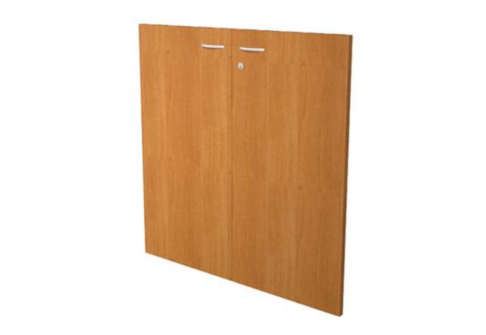 Immagine di Coppia ante per libreria modulare - bassa - 76 cm - melaminico - con serratura - noce chiaro