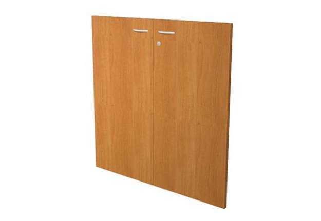 Immagine di Coppia ante per libreria modulare - bassa - 76 cm - melaminico - con serratura - noce chiaro